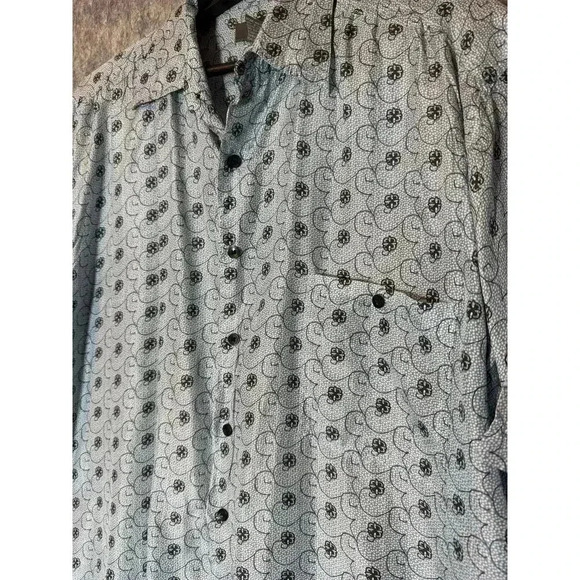 Bruno 100% Silk Print Short Sleeve Button Down Large - Picture 2 of 4
